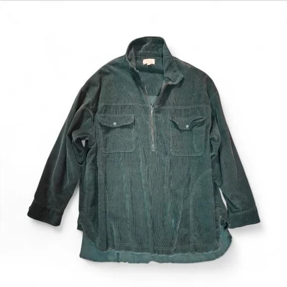 Aerie Offline Corduroy 1/2 Zip Pullover Forest Green, Size XXL - Picture 2 of 11